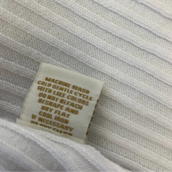 Coco Bleu Open White TiB Knit Cardigan Medium Crochet Puff Sleeve Knit Stretch - Picture 8 of 10